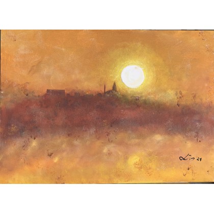 Wschód słońca nad Górką Gołonoską, Katarzyna Lis, obrazy akryl