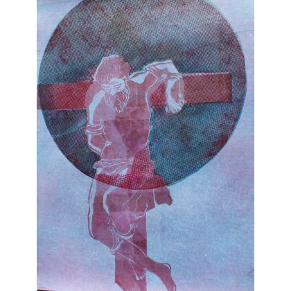 Grafika Chrystus na krzyżu, Marlena Kuć, grafika warsztatowa