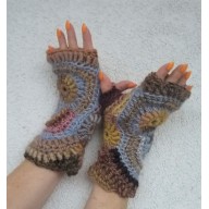 Mitenki freeform crochet beż M/L