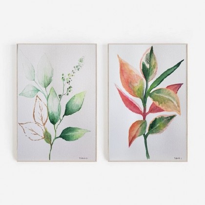 Rośliny- dwie akwarele, Paulina Lebida, obrazy akwarela