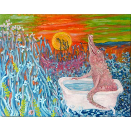 Kąpiel słoneczna - przytulniejsza wersja świata, Elżbieta Goszczycka, obrazy olejne
