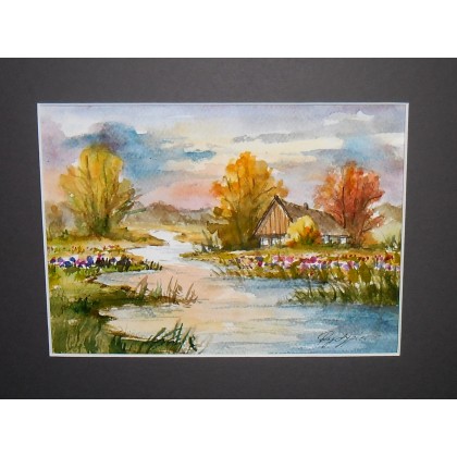 Pejzaż jesienny1, Danuta Rydygier, obrazy akwarela