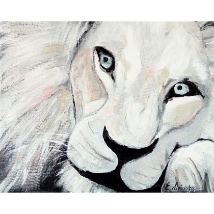 white lion, Ewa Mościszko, obrazy akryl
