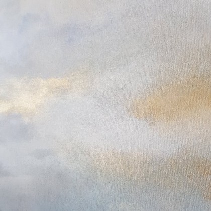 Paulina Lebida - obrazy akryl - Złote chmury  -pejzaż minimalistyczny foto #2