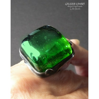 Galeria LiMaRt - pierścionki - Zielony kwarc pierścionek unikatowy han foto #4