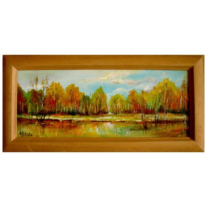 Jesień obraz olejny w ramie 20-50cm, Grażyna Potocka, obrazy olejne