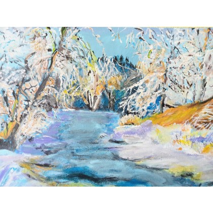 Krystyna Mościszko - obrazy akryl - Zimowy pejzaż foto #3