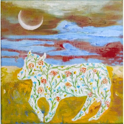 Krowa, która zjadła łąkę, Elżbieta Goszczycka, obrazy olejne