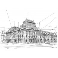 Łódź Pałac Poznańskiego rysunek tuszem