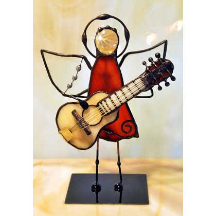 Aniołek witrażowy 3D z gitarą, Aleksander Makarski, anioły i aniołki