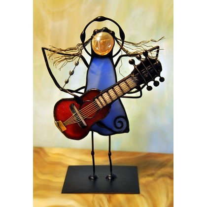 Aleksander Makarski - anioły i aniołki - Aniołek witrażowy 3D z gitarą foto #2
