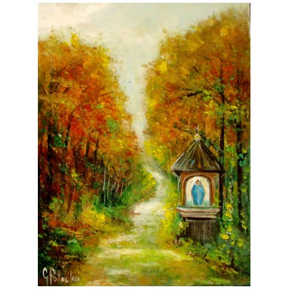 Powiew jesieni obraz olejny 35-27cm, Grażyna Potocka, obrazy olejne