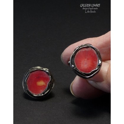 Galeria LiMaRt - biżuteria męska - Spinki do mankietów z koralem czerwonym foto #3