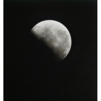 księżyc, GUSTAVO GALVEZ MIRO, rysunek węglem