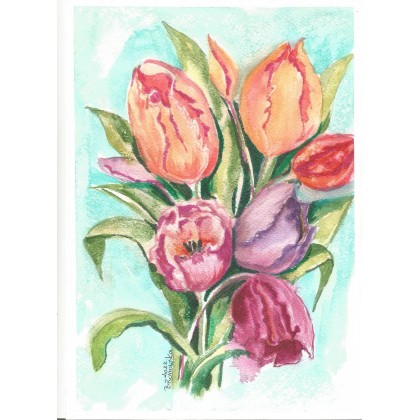 Tulipany, Bożena Ronowska, obrazy akwarela