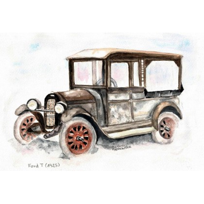 Ford T z 1925 r., Bożena Ronowska, obrazy akwarela