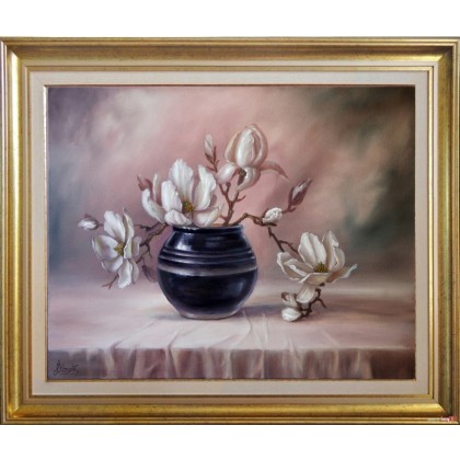 Lidia Olbrycht - obrazy olejne - Magnolia, ręcznie malowany obraz olejny foto #1