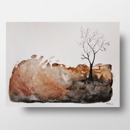 Drzewa- praca wykonana akwarelą, Paulina Lebida, obrazy akwarela