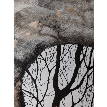 Paulina Lebida - obrazy akwarela - Drzewa- praca wykonana tuszem foto #3