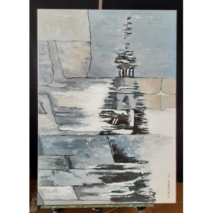 Wieża w deszczu, Małgorzata Kossakowska, obrazy akryl