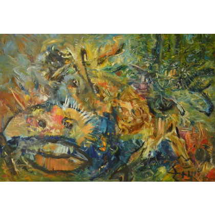 Ja i moi przyjaciele, 70x100, 2016, Eryk Maler, obrazy olejne