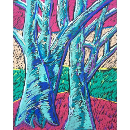 Drzewa, Marcin Waśka, pastele suche