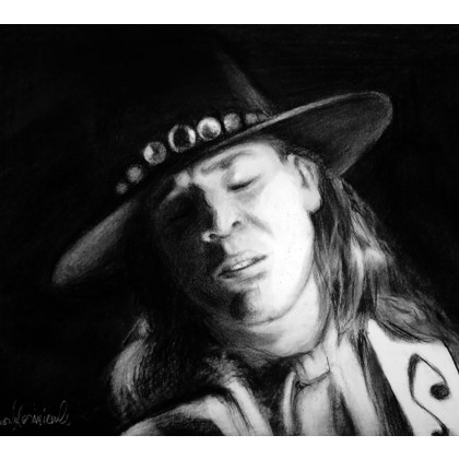 Stevie Ray Vaughan - portret, Dariusz Kaźmierczak, rysunek węglem