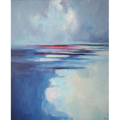 Morze w kolorach szarości i niebieskieg, Paulina Lebida, obrazy akryl