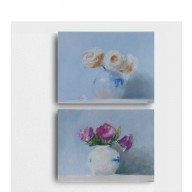 Kwiaty-dwie prace wykonane pastelami