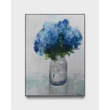 Niebieskie kwiaty -praca wykonana pastel, Paulina Lebida, pastele suche