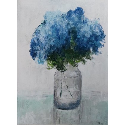 Paulina Lebida - pastele suche - Niebieskie kwiaty -praca wykonana pastel foto #1