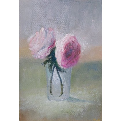 Róże -praca wykonana pastelami, Paulina Lebida, pastele suche