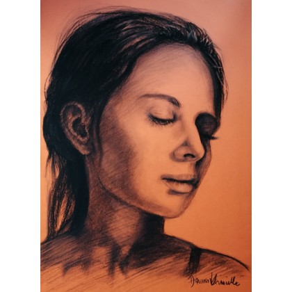 Kobieta z wymyśloną twarzą 4, Dariusz Kaźmierczak, rysunek węglem