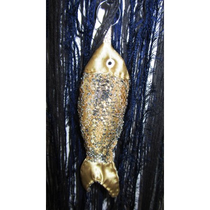 art.a - tkanina - gobelin,, złote rybki, tkany ręcznie foto #1