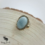 Pierścionek - błękitny larimar
