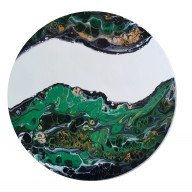 Abstrakcyjny obraz okrągły 50 cm zielo