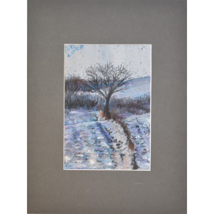 Piotr POL Olszówka - pastele olejne - Dolina Dłubni nr 2 - zimowe drzewo foto #1