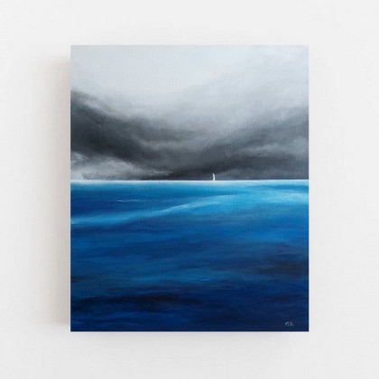 Biała łódź - obraz akrylowy, Paulina Lebida, obrazy akryl