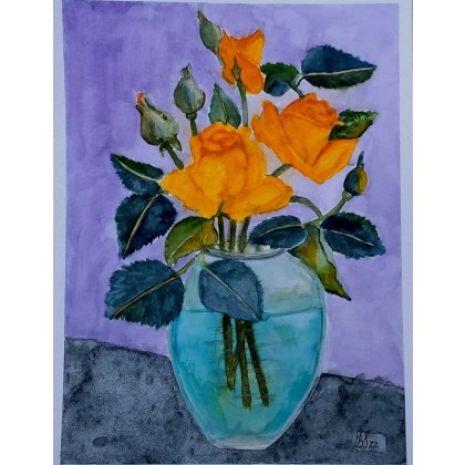 Herbaciane róże, akwarela ., Bogumiła Szufnara, obrazy akwarela
