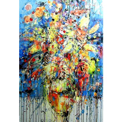 Dariusz Grajek - olej + akryl - Kwiaty w bukiecie... foto #1