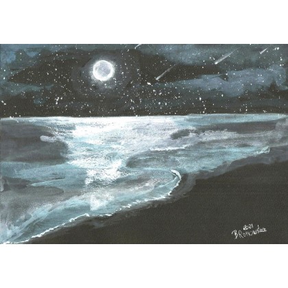 Nocne morze, Bożena Ronowska, obrazy akwarela
