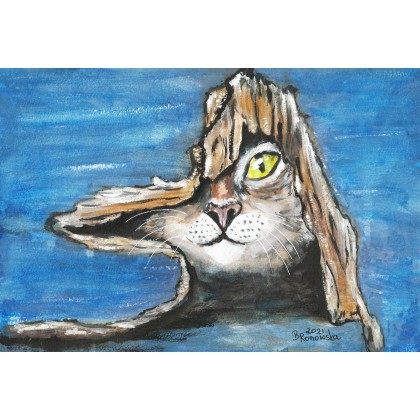 Kot, Bożena Ronowska, obrazy akwarela