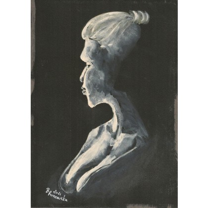 Portret zamyślonej kobiety, Bożena Ronowska, obrazy akwarela