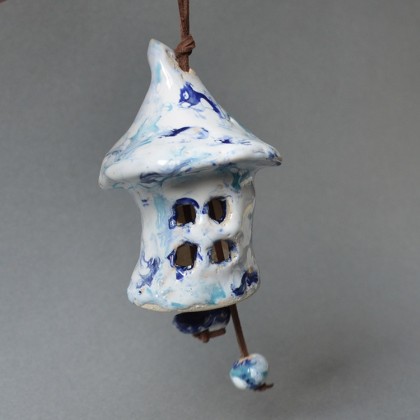 Dzwonek ceramiczny - Domek, Anawa-art, dekory wiszące