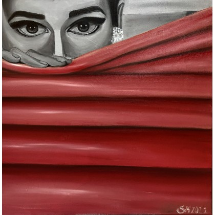 Katarzyna Stanisławek - olej + akryl - Obraz Olejny Audrey Hepburn 70x70 foto #2