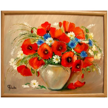 Kwiaty polne 50-40cm w ramie, Grażyna Potocka, obrazy olejne