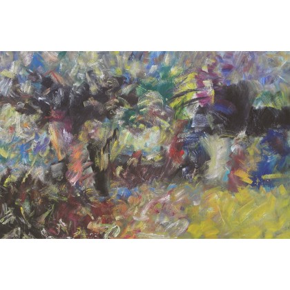 Staw, nenufary, 70x100 cm, 2022, Eryk Maler, obrazy olejne