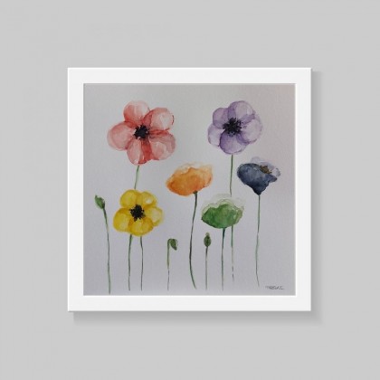 Kwiaty-akwarela  formatu 25/25 cm, Paulina Lebida, obrazy akwarela