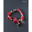 Koral, agat i onyks efektowna bransoleta handmade PREZENT z klasą