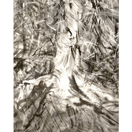 Eryk Maler - rysunek tuszem - Drzewo - Las, świerki, płótno - tusz foto #2